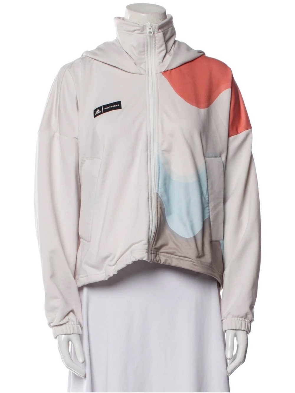 Adidas Women’s Light Pink Hooded Zip Jacket with Colorblock Accents